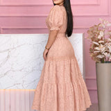 Vestido Supermidi Lese Algodão Bordado
