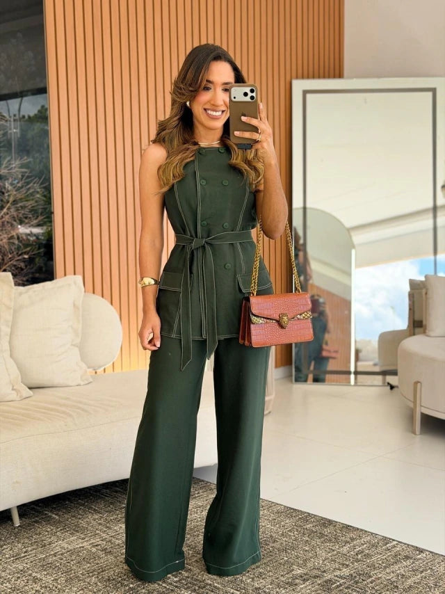 Conjunto de Calça/linho marrant