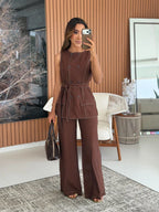 Conjunto de Calça/linho marrant