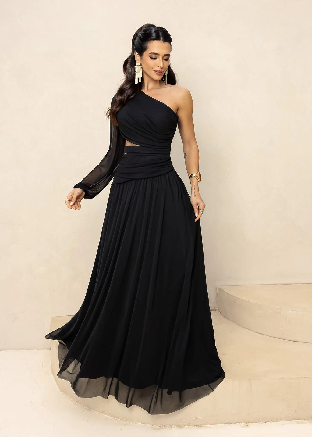 Vestido Longo Tule Nula