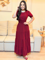 Vestido Longo Cherry Delicada Marsala