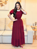 Vestido Longo Cherry Delicada Marsala