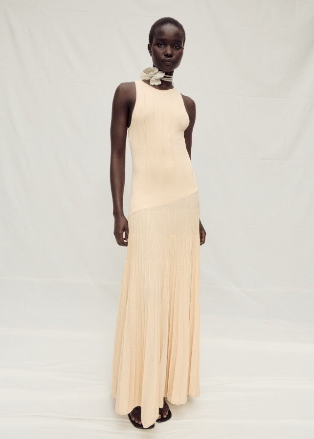Vestido de malha plissado
