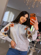 Blusa em Tricô Importado Cinza Lilia
