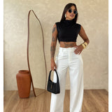 Calça Pantalona risca de Giz
