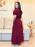 Vestido Longo Cherry Delicada Marsala