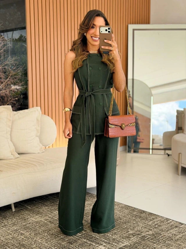 Conjunto de Calça/linho marrant