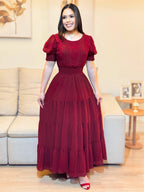 Vestido Longo Cherry Delicada Marsala