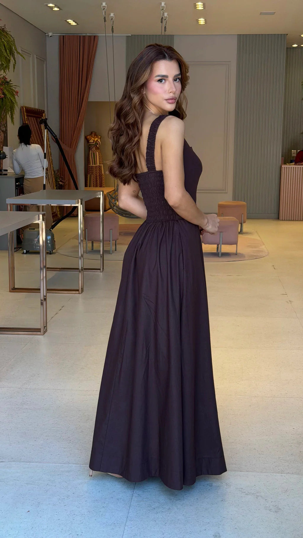 Vestido Longo Charlote Marrom