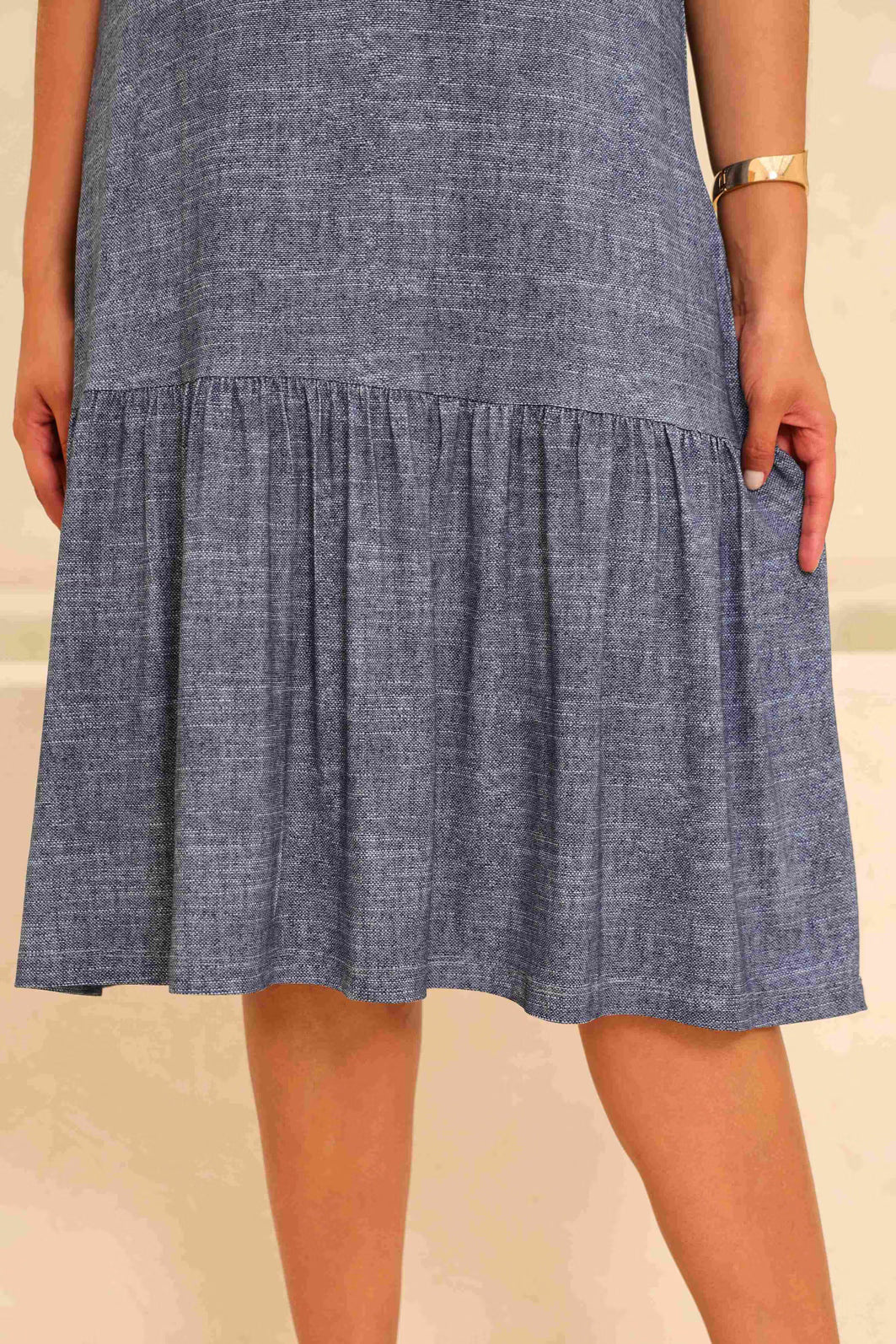 VESTIDO BARRA FRANZIDA MIDI