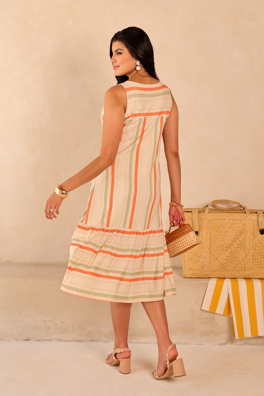 VESTIDO BARRA FRANZIDA MIDI