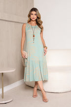 VESTIDO BARRA FRANZIDA MIDI